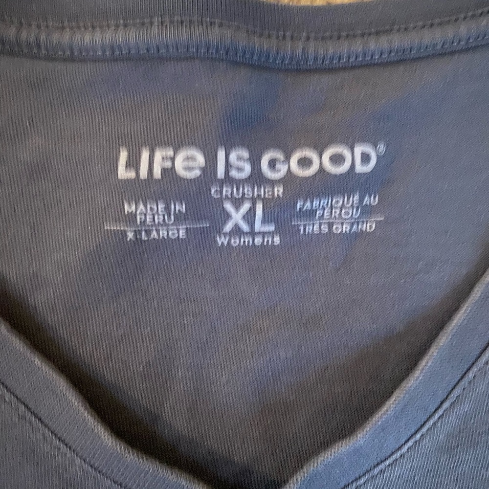 Life is Good Shirt Womens L Home Is My Happy Place Halloween Fall Pumpkin Navy - Picture 5 of 6